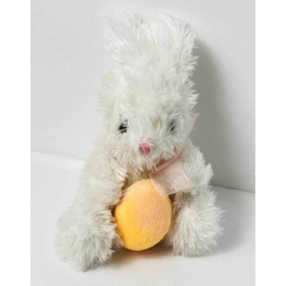 Easter Bunny Plush Stuffed White Rabbit with Egg by Anico 7" Tall Soft Fluffy